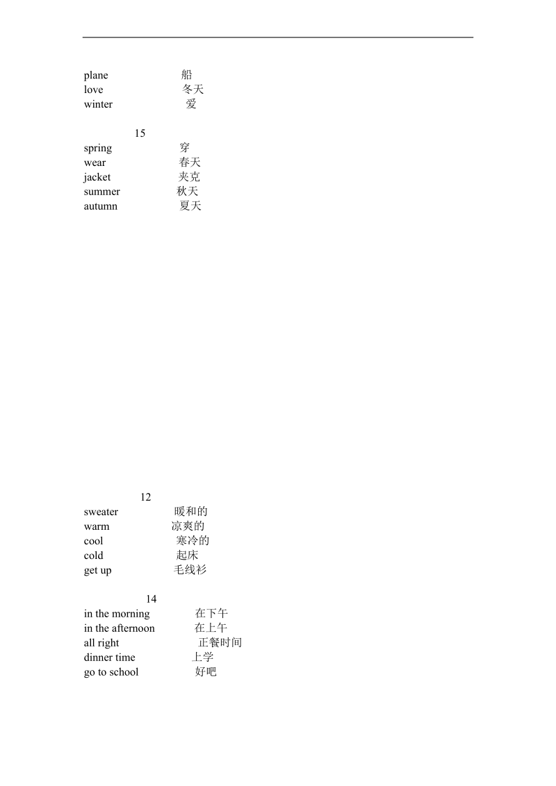 （湘少版）二年级英语下册 单元单词复习.doc_第3页