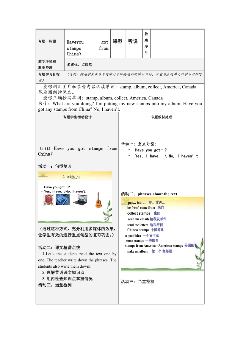 六年级上英语教案教案3.2外研版（一年级起点）.doc_第1页