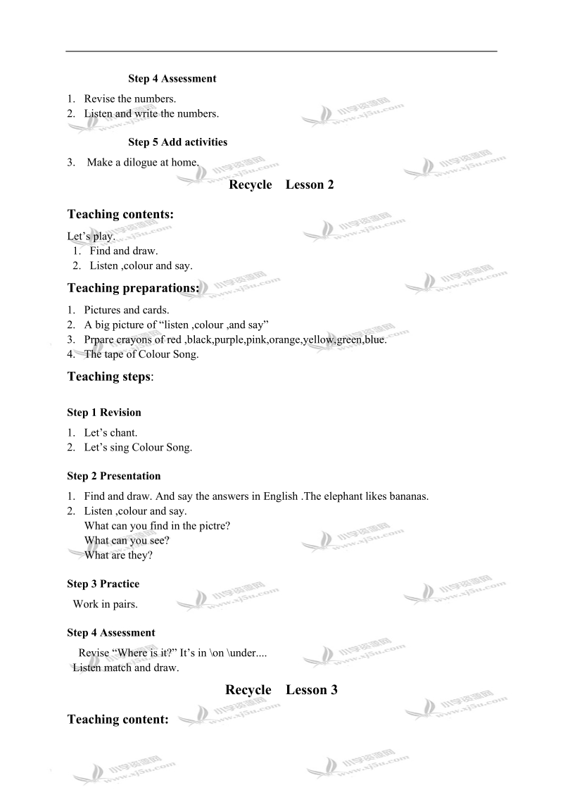 (人教pep) 三年级英语下册教案 recycle 2.doc_第2页