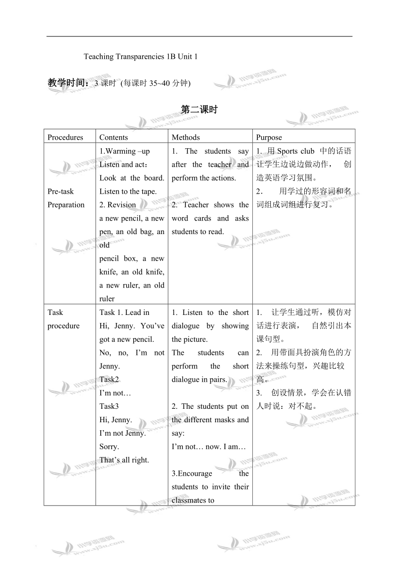 （新世纪版）一年级英语下册教案 unit 1(2).doc_第2页