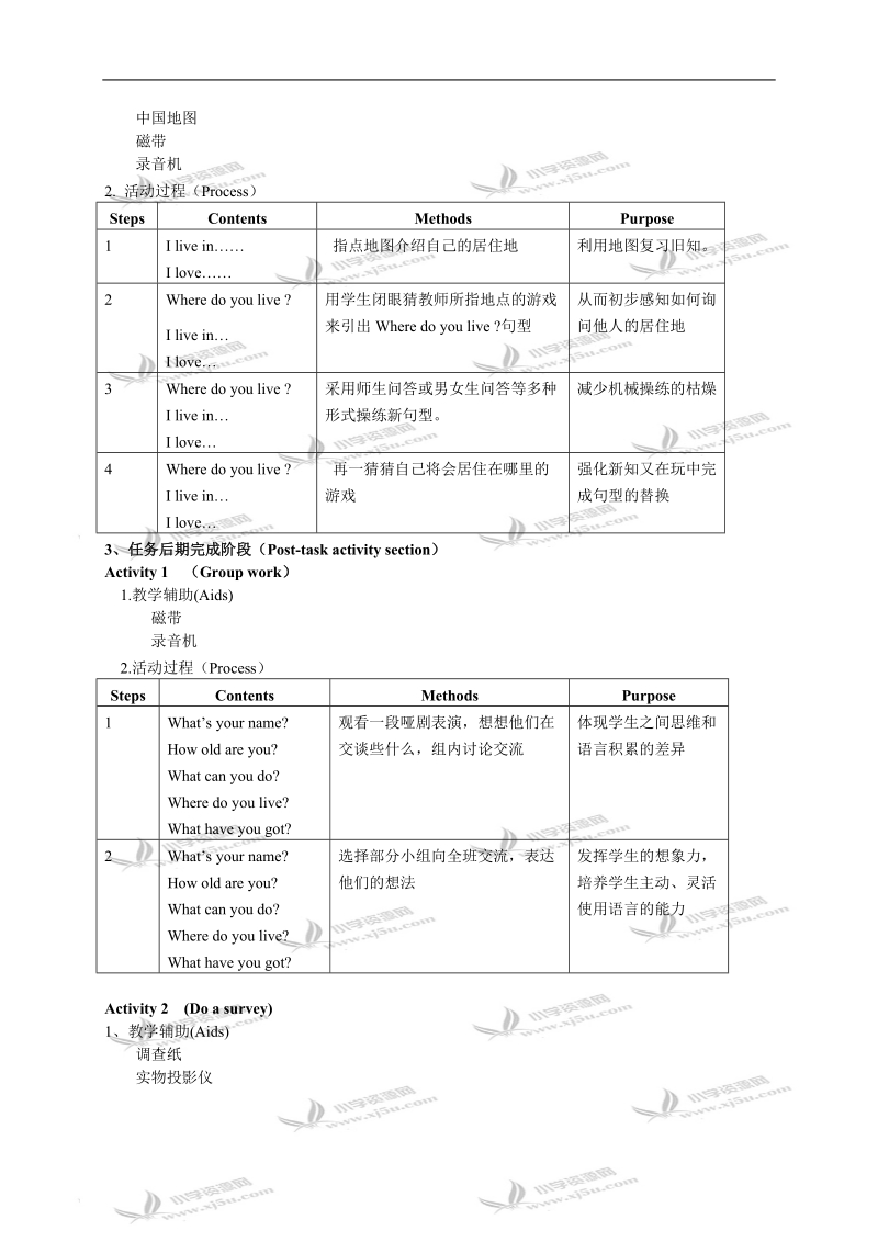 沪教版牛津英语2a教案 unit1 where i live（4）.doc_第3页