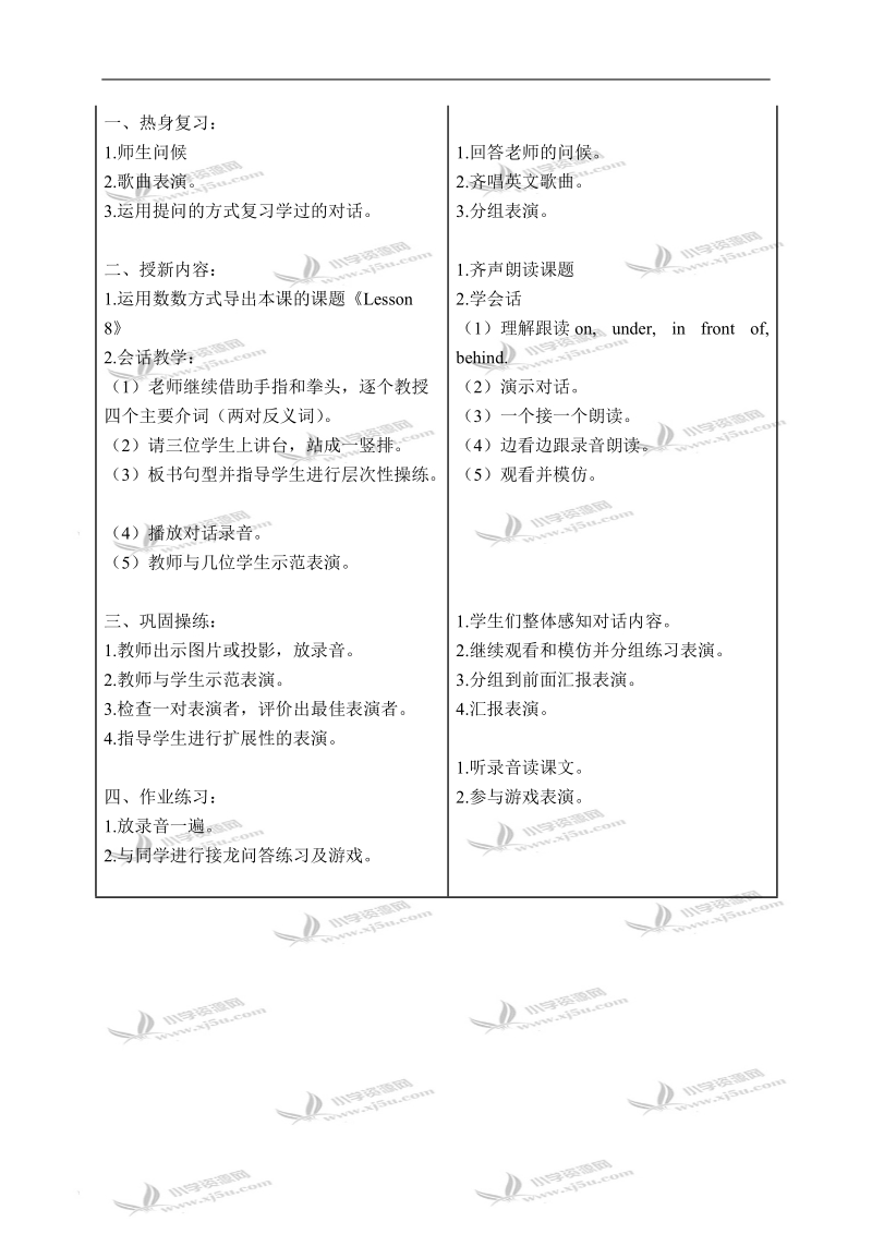 辽师大版（一起）三年级英语下册教案 unit 2 lesson 8(1).doc_第2页