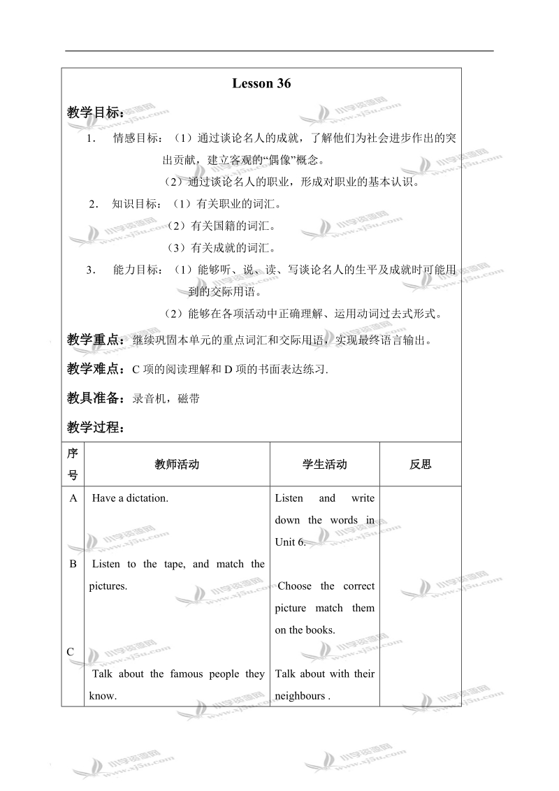 （人教新起点）六年级英语上册教案 unit 6 lesson 35-36.doc_第3页