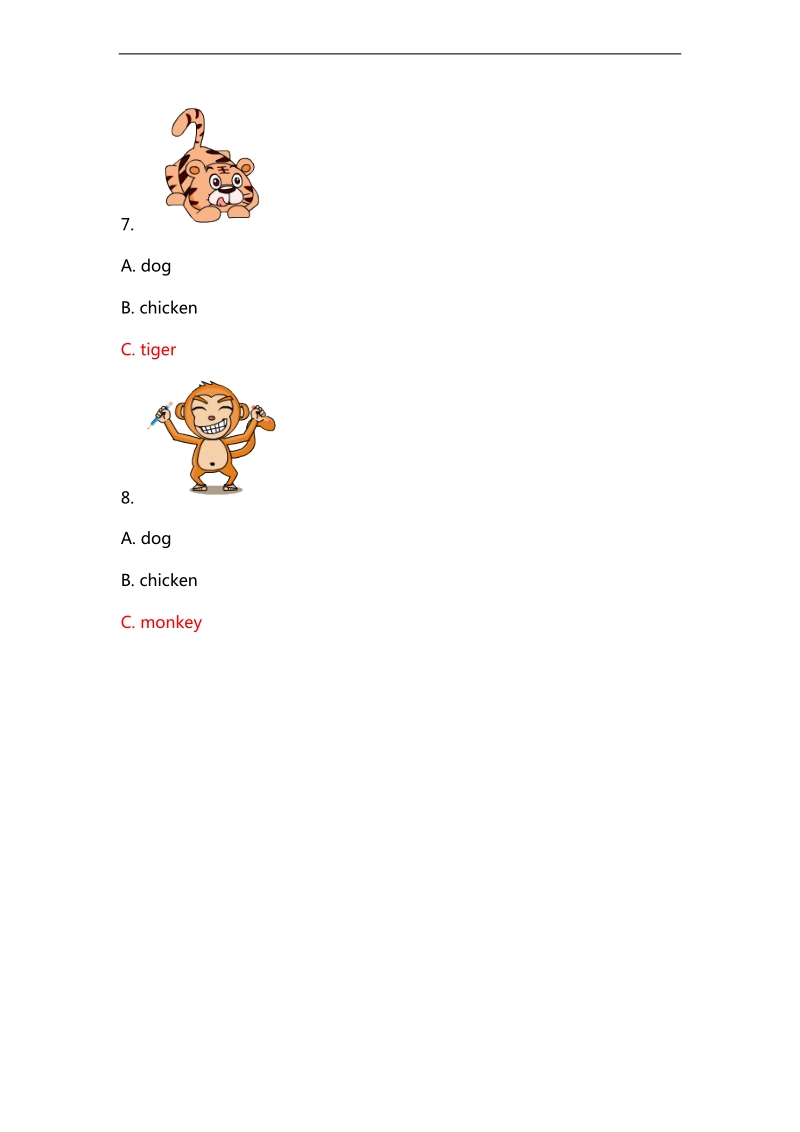 一年级英语上册《unit 3 animals》单元测试1 （人教新起点）.doc_第2页