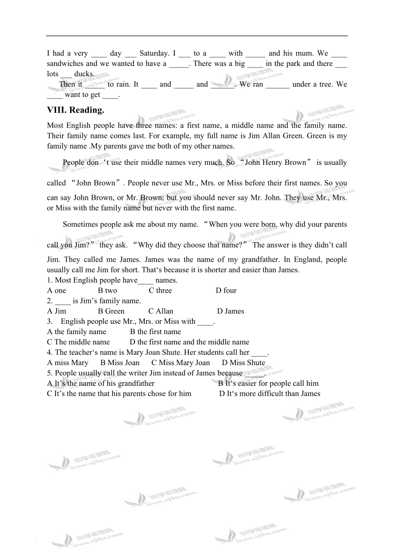 外研版（一起）六年级英语下册 module 3 单元测试 1.doc_第3页