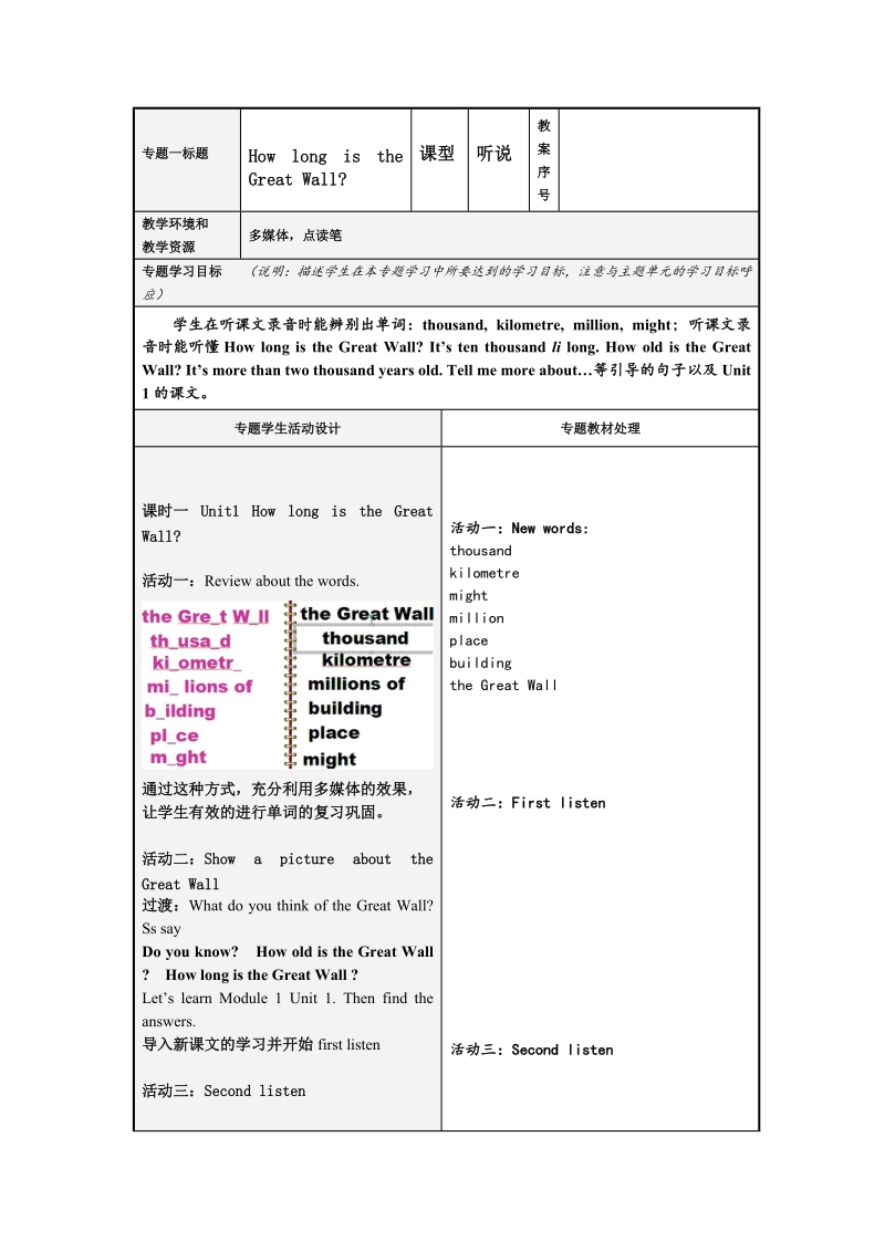 六年级上英语教案教案1.2外研版（一年级起点）.doc_第1页