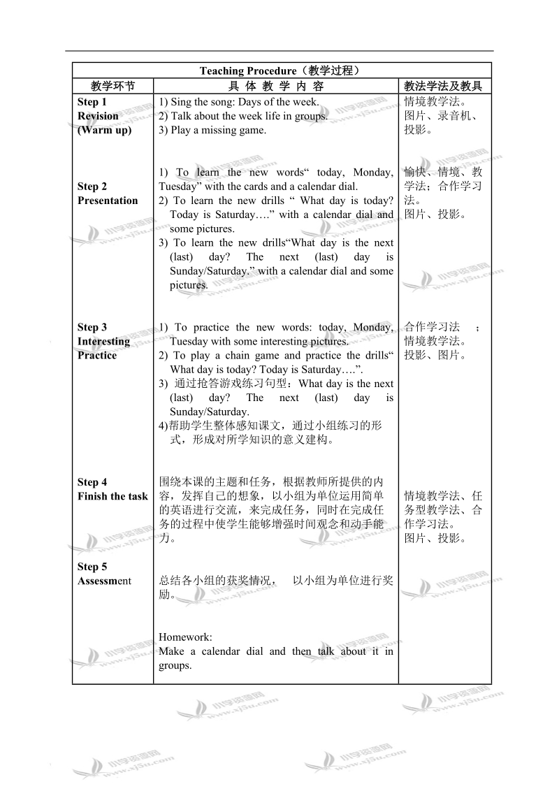 （人教新版）四年级下册英语教案 unit4 lesson20（1）.doc_第2页