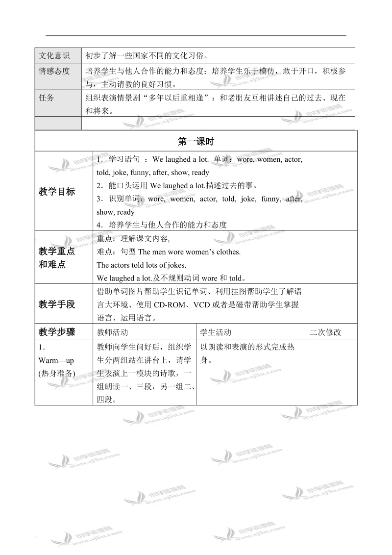 （外研版）五年级英语下册教案 module 9 unit 1(4) 第一课时.doc_第3页