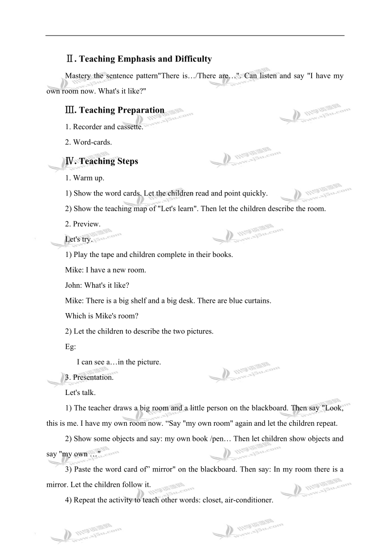 （人教pep）五年级英语上册教案 unit 5 period 1-2.doc_第3页