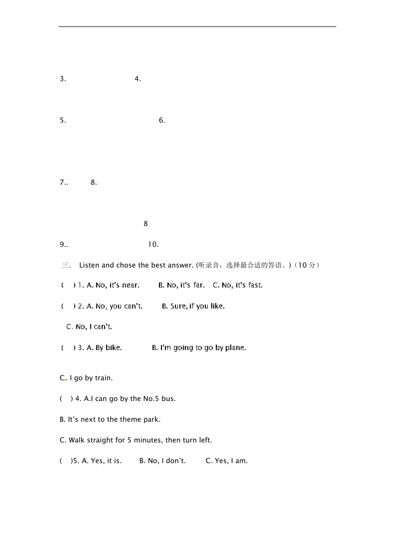 六年级上英语期中模拟试题-轻巧夺冠-贵州省（无答案）.doc_第2页