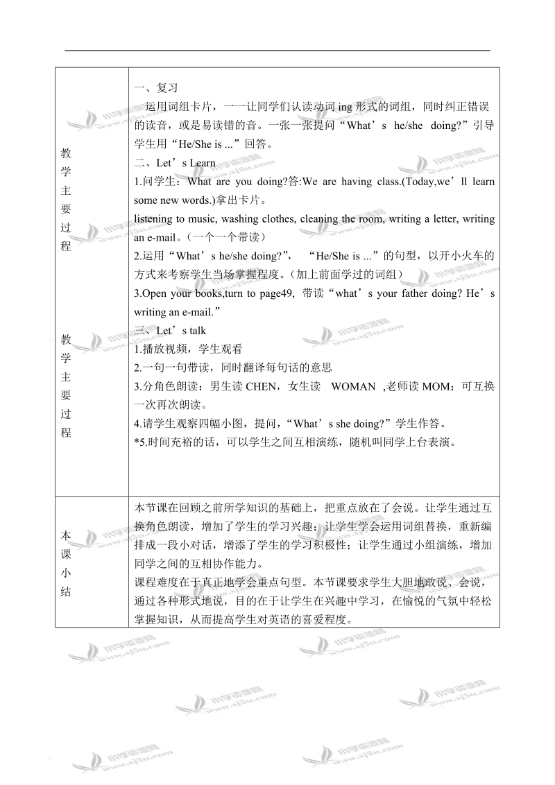 （人教pep）五年级英语下册教案 unit 4(11).doc_第2页