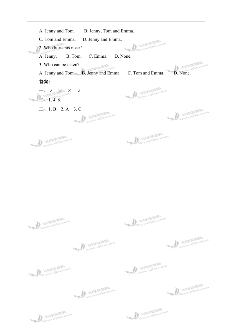 冀教版（一起）五年级英语上册练习题 unit 2 lesson 13(1).doc_第2页