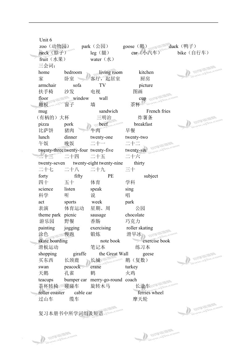 天津市小学四年级英语下册期末复习（词汇）.doc_第2页