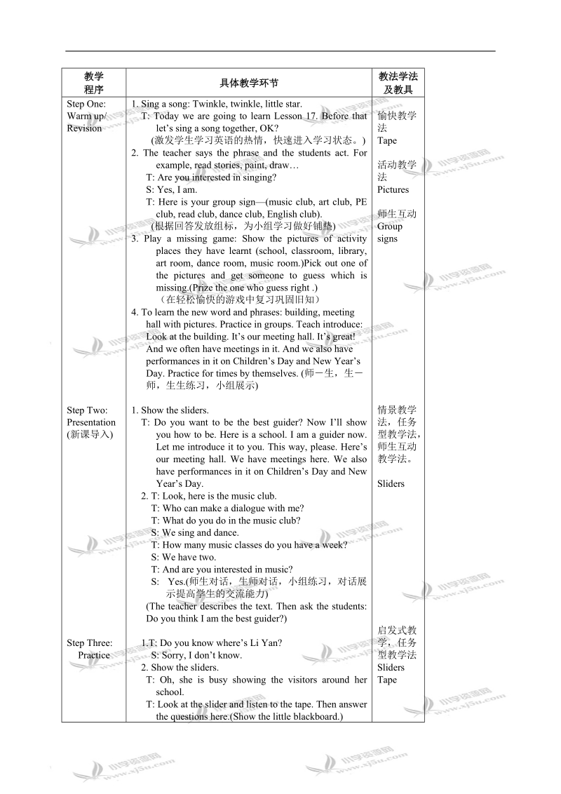 （人教新版）五年级下册英语教案 unit3 lesson17.doc_第2页