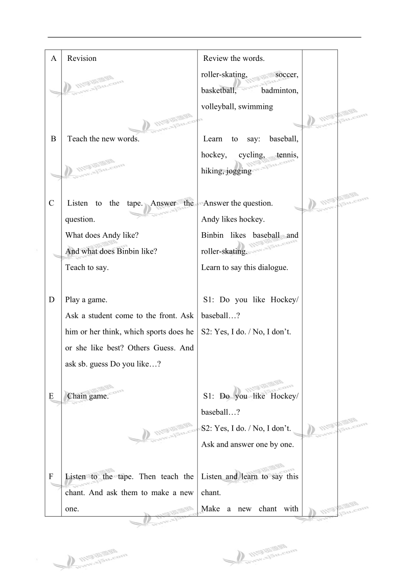 （人教新起点）四年级英语上册教案 unit2 lesson7-8.doc_第2页