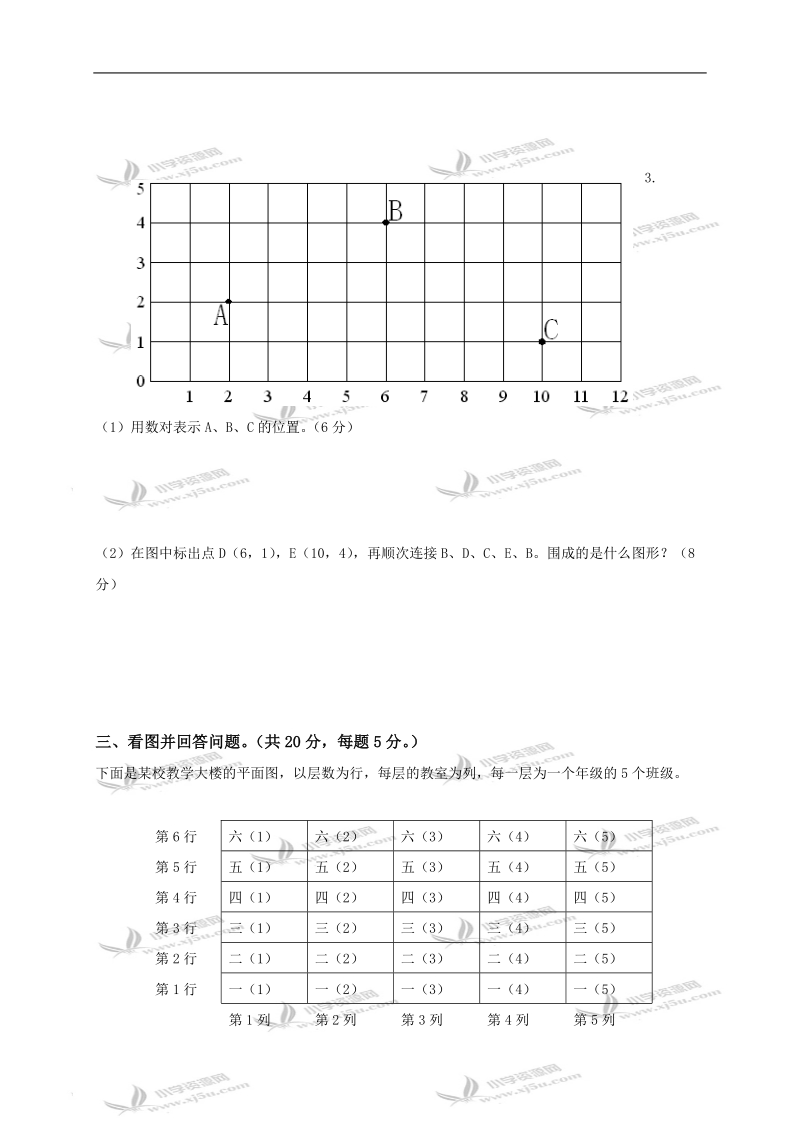 福建省福州市五年级数学下册第二单元测试卷.doc_第3页