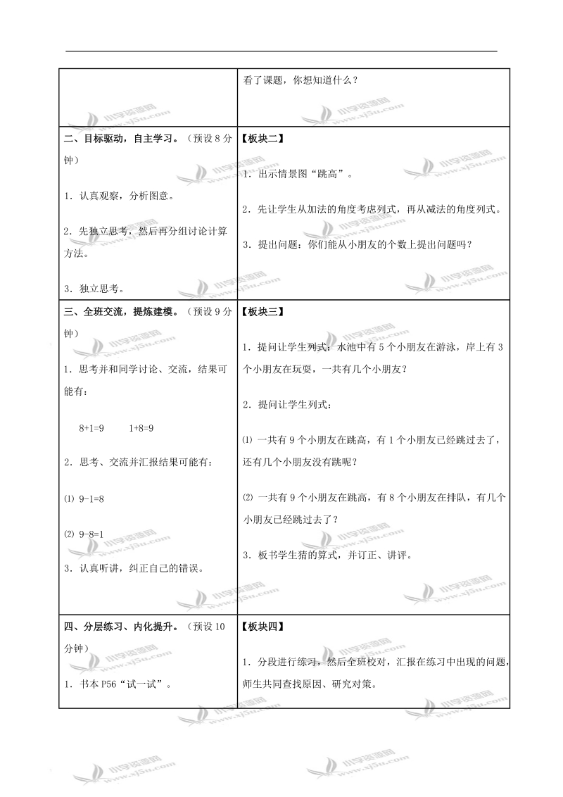 （苏教版）一年级数学上册教案 得数是9的加法与相应的减法.doc_第2页