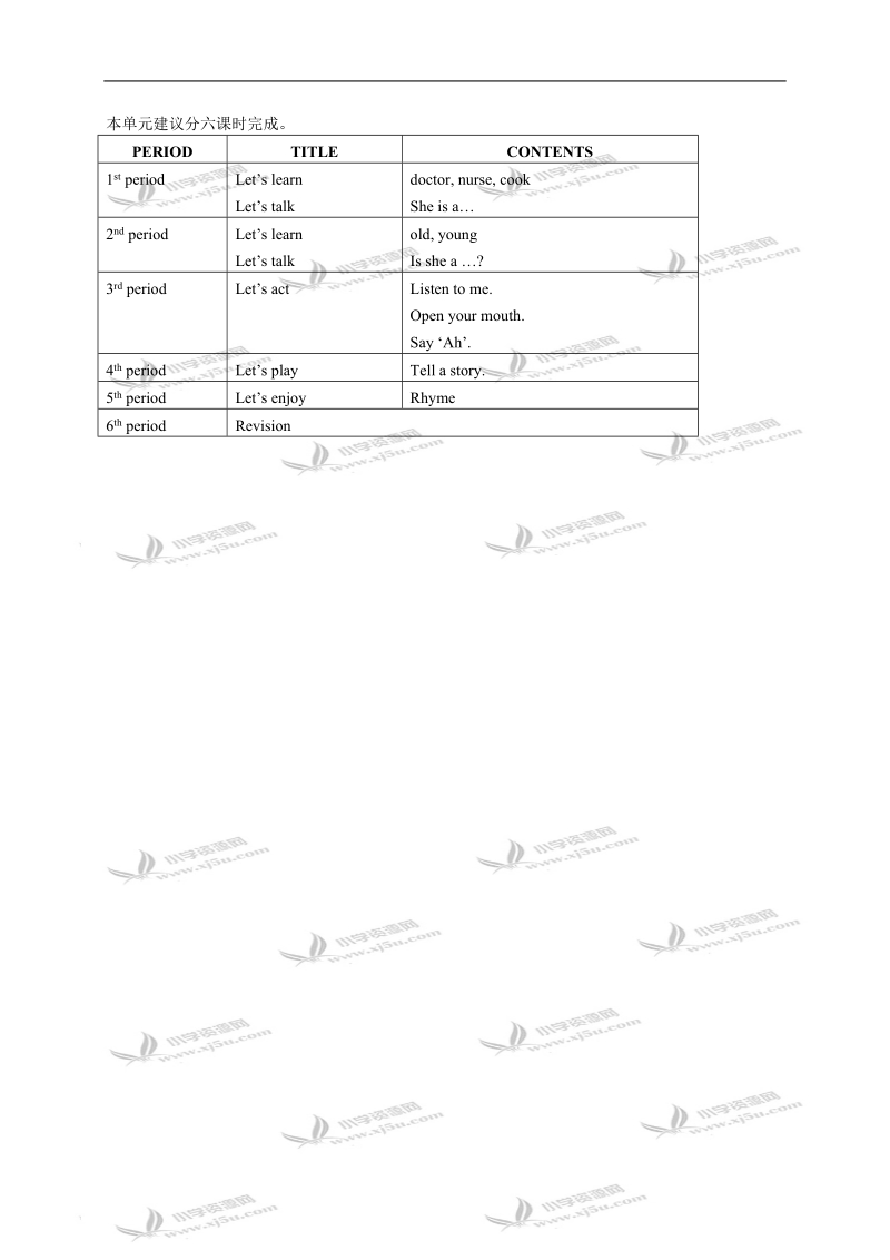 （沪教版）一年级英语下册1b unit5.doctor… 单元分析.doc_第2页