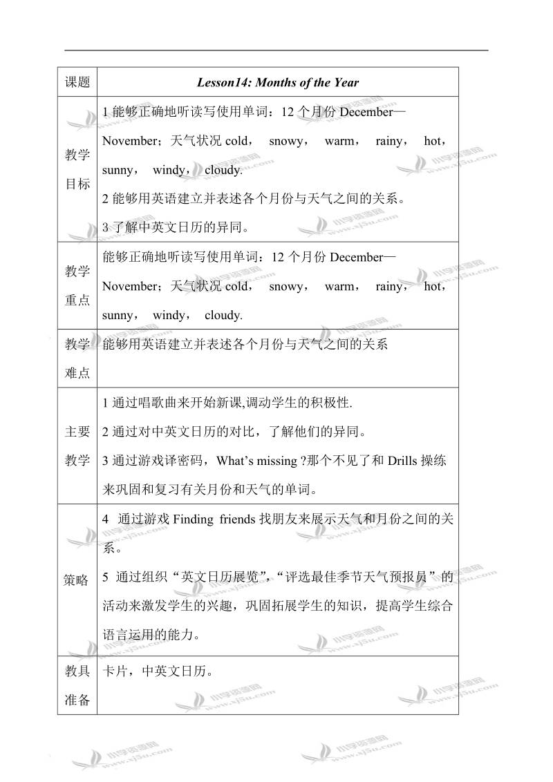 （冀教版）四年级英语上册教案unit2 lesson14-16.doc_第1页