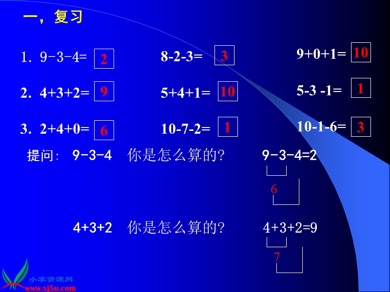 （人教新课标）一年级数学下册课件  加减混合运算复习.ppt_第2页