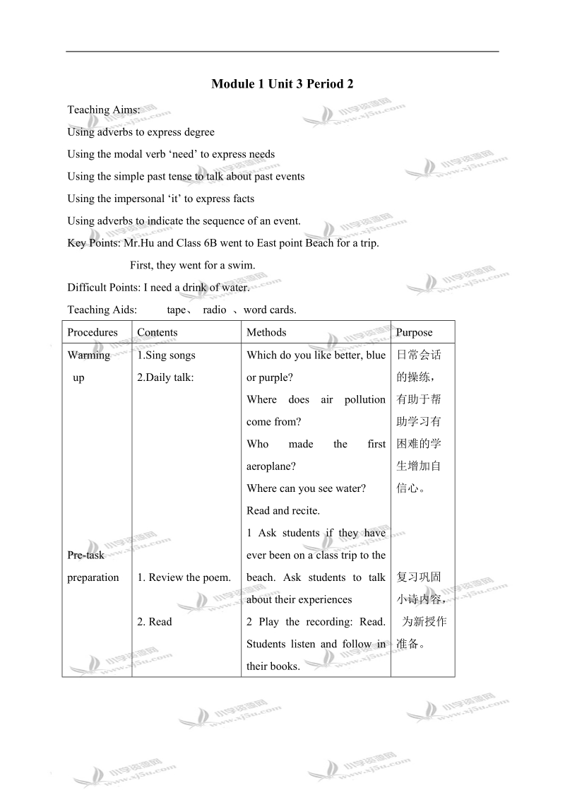 （沪教版）牛津英语教案 6b module1 unit3(2).doc_第1页