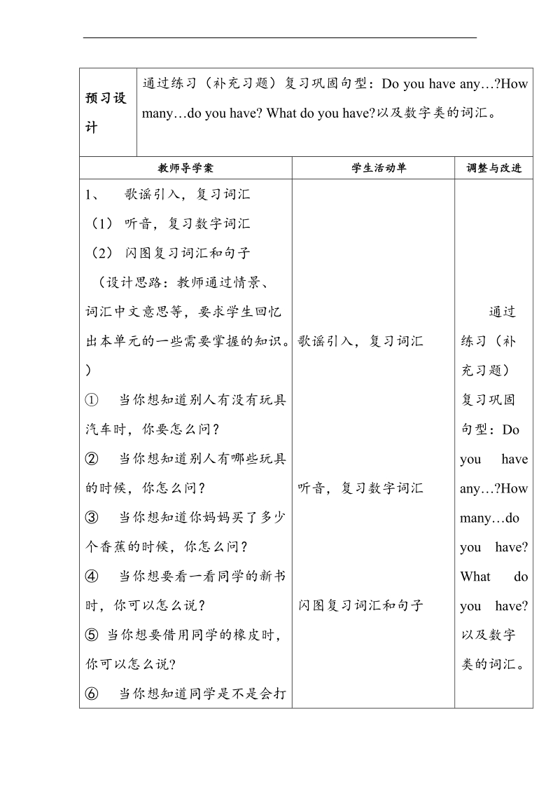 （译林版）小学四年级英语上册 《unit 3 how many》第4课时教案.doc_第2页