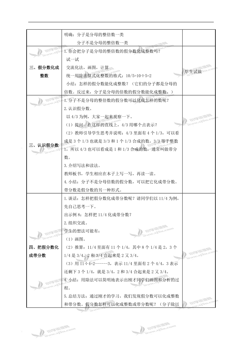 （苏教版）五年级数学下册教案 假分数化成整数或带分数1.doc_第2页