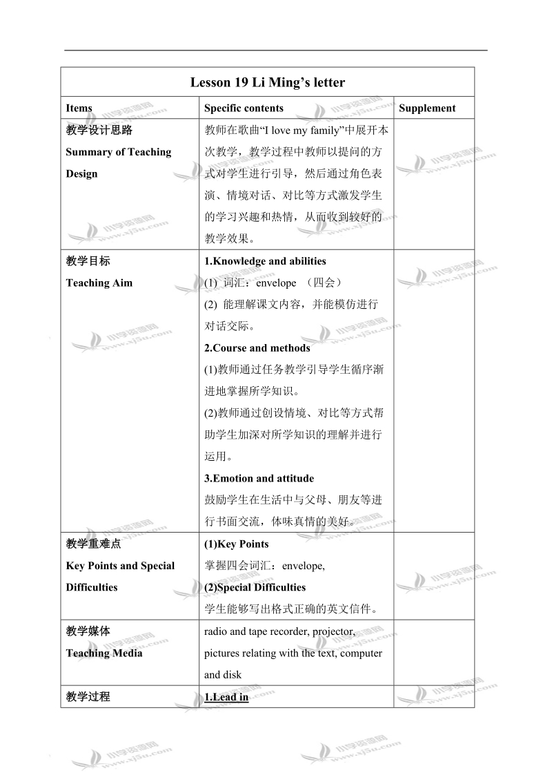 （冀教版）五年级英语下册教案 unit3 lesson19（1）.doc_第1页