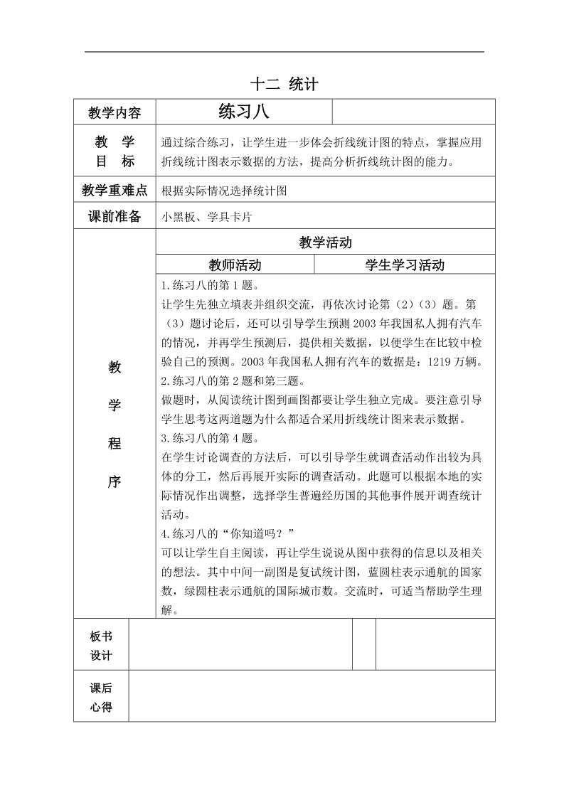 （苏教版）四年级数学下册教案 练习八 1.doc_第1页