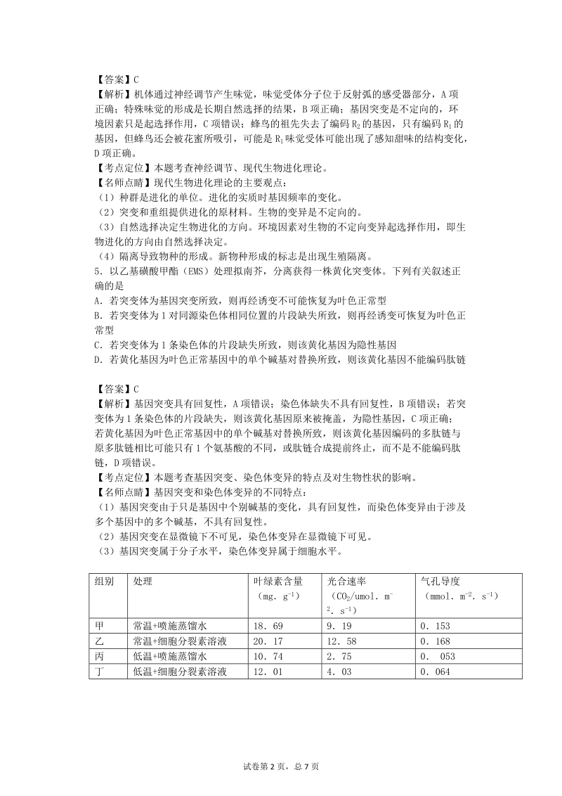 2016年四川省成都七中高三热身考试最后冲刺考生物试卷（带解析）.doc_第2页