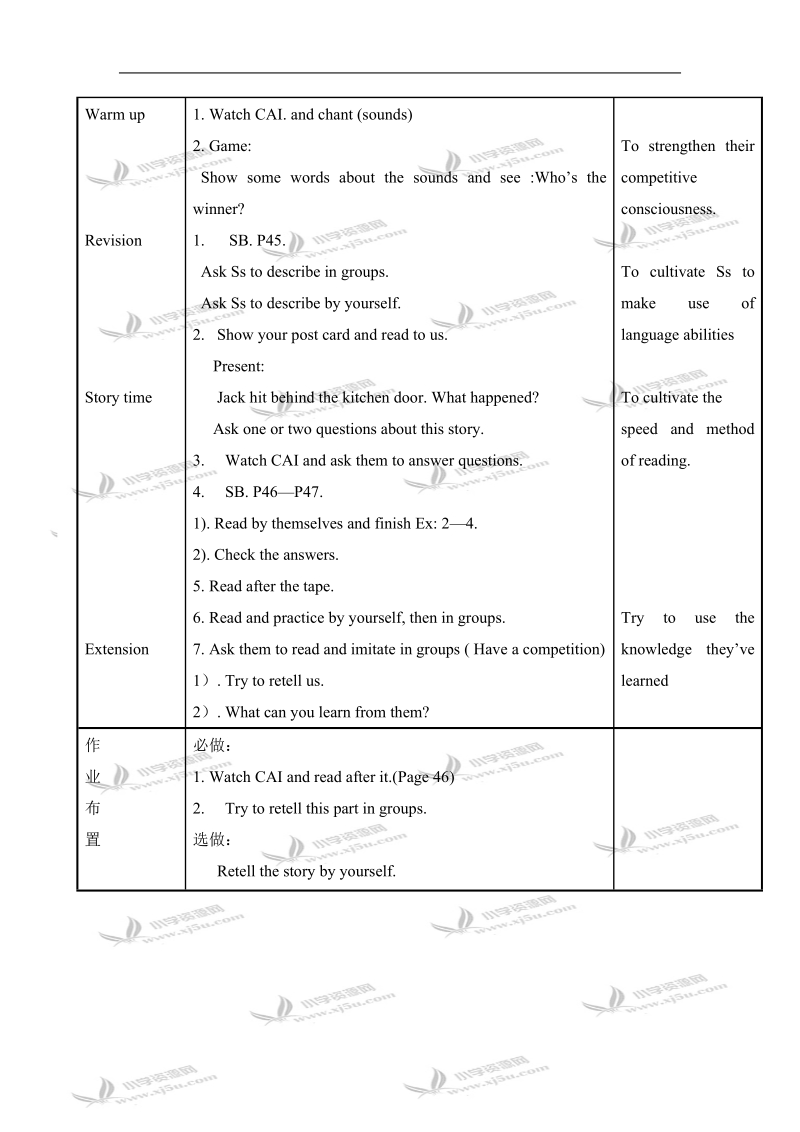 （北师大版）一年级起点英语教案 6a unit1(7).doc_第2页