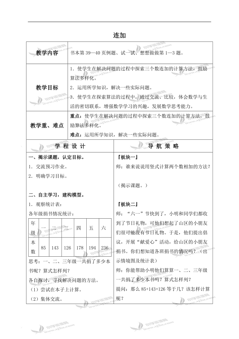 （苏教版）二年级数学下册教案 连加 2.doc_第1页