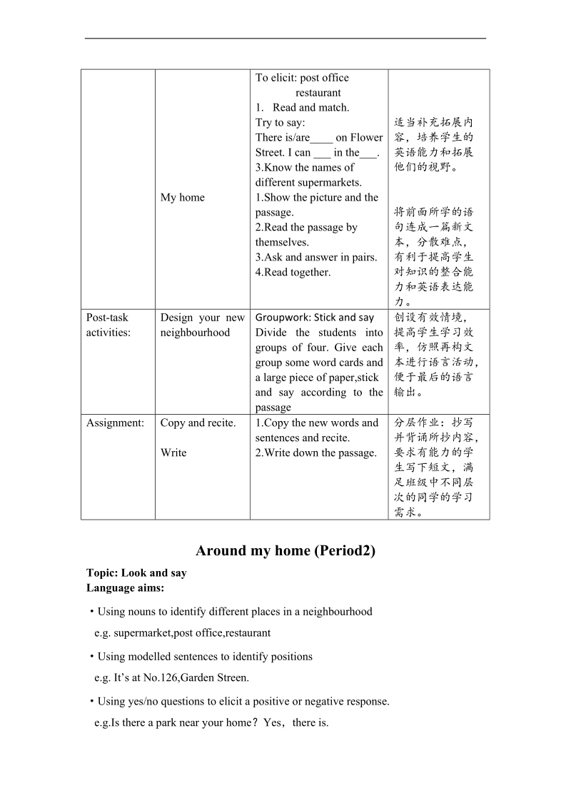 （沪教牛津三起）四年级英语上册教案 unit10 around my home.doc_第2页