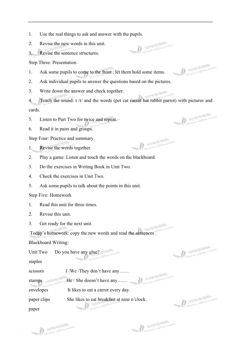 （广东版）开心英语五年级上册教案 unit 2(6).doc_第2页