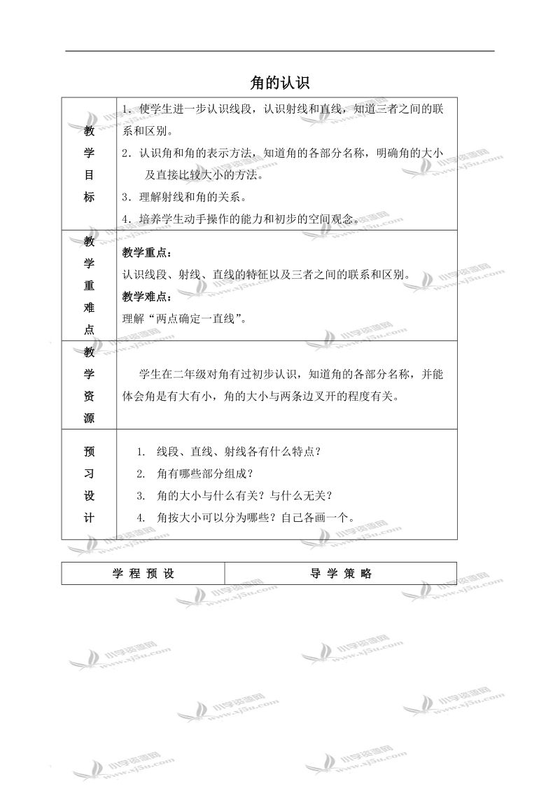 （苏教版）四年级数学上册教案 角的认识 4.doc_第1页