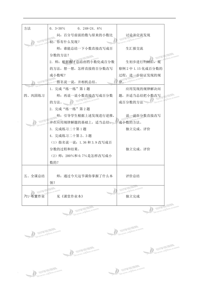 （苏教版）六年级数学教案 百分数与小数的互化.doc_第2页