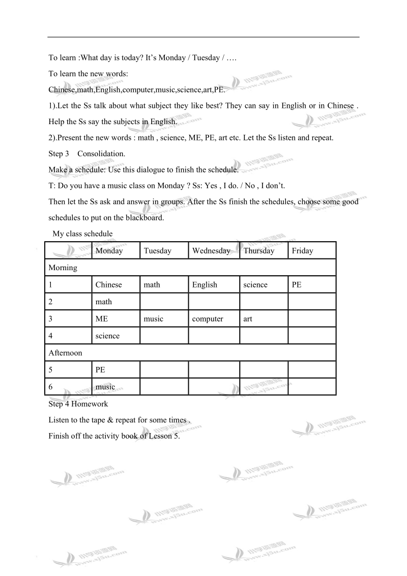 （闽教版）四年级英语下册教案 unit3 lesson5.doc_第2页