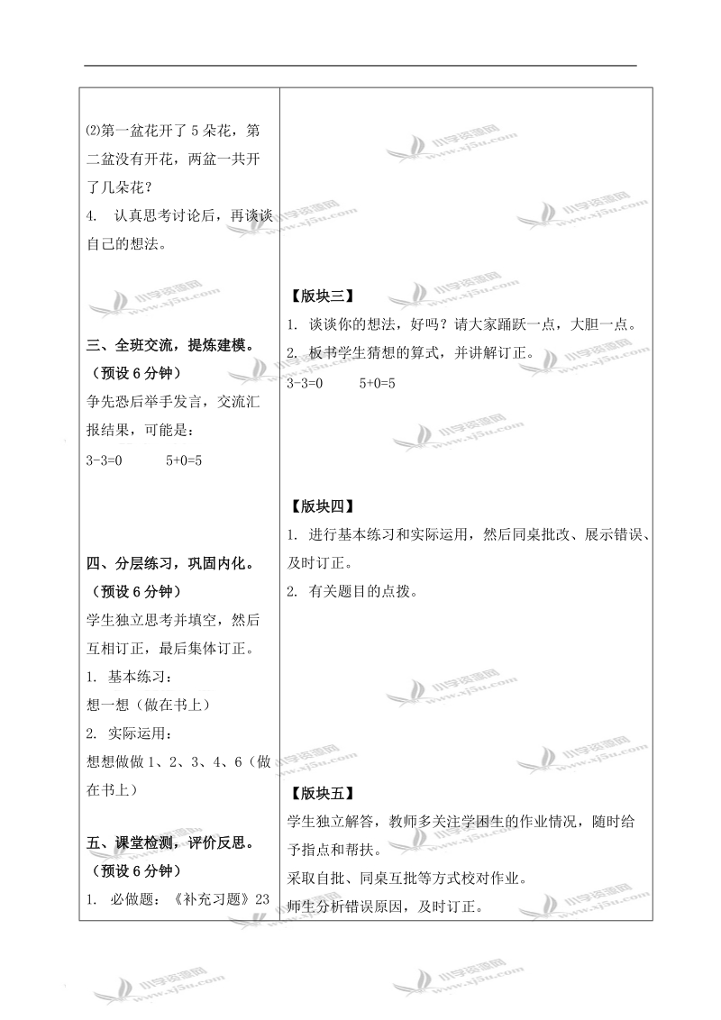 （苏教版）一年级数学上册教案 有关0的加、减法 2.doc_第2页