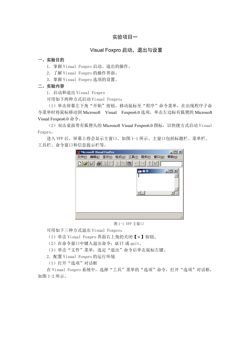 visual foxpro启动，退出与设置.doc_第1页