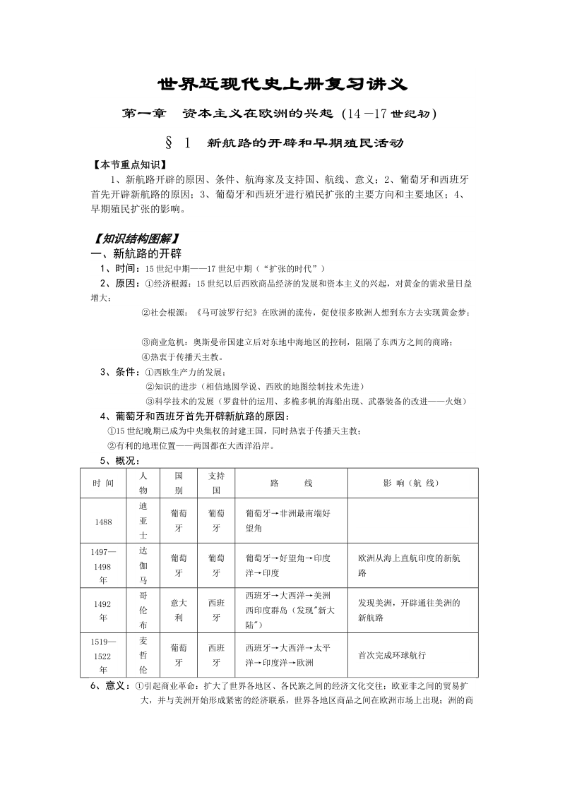 世界近现代史上册复习讲义.doc_第1页