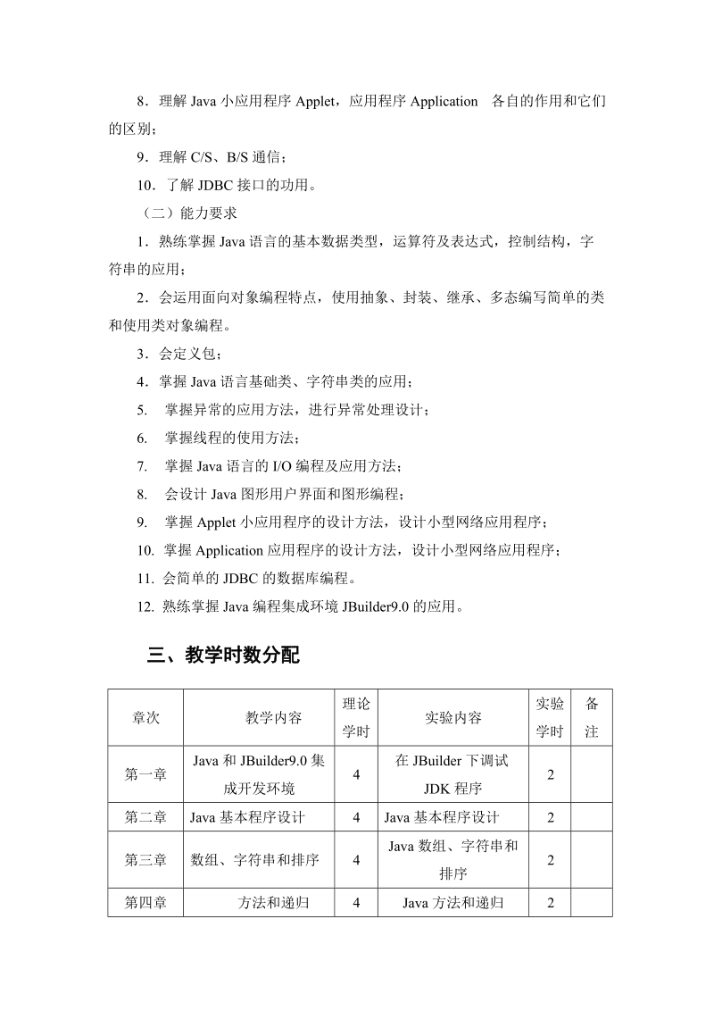 信息技术系《java程序设计》课程教学大纲.doc_第2页