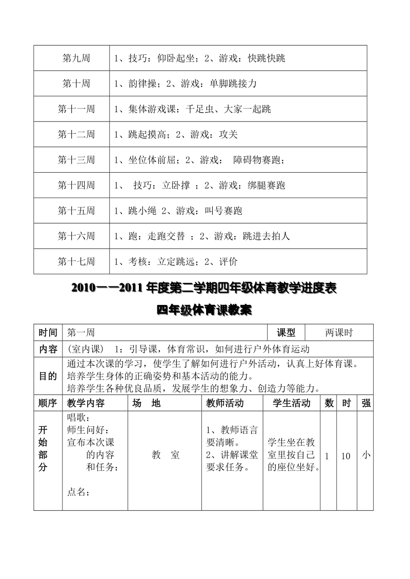 小学四年级下册体育教案[整理版].doc_第2页