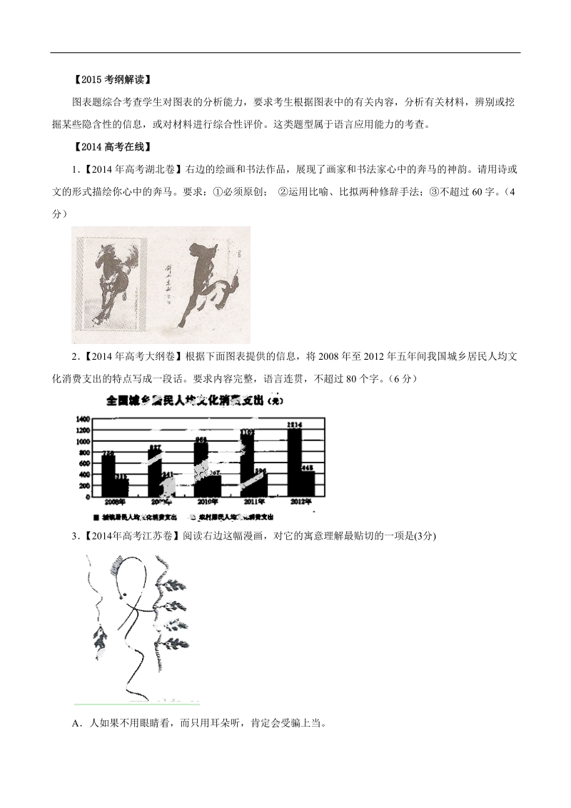 2015年高考语文二轮复习精品教学案：专题10 图文转换（原卷版）.doc_第1页