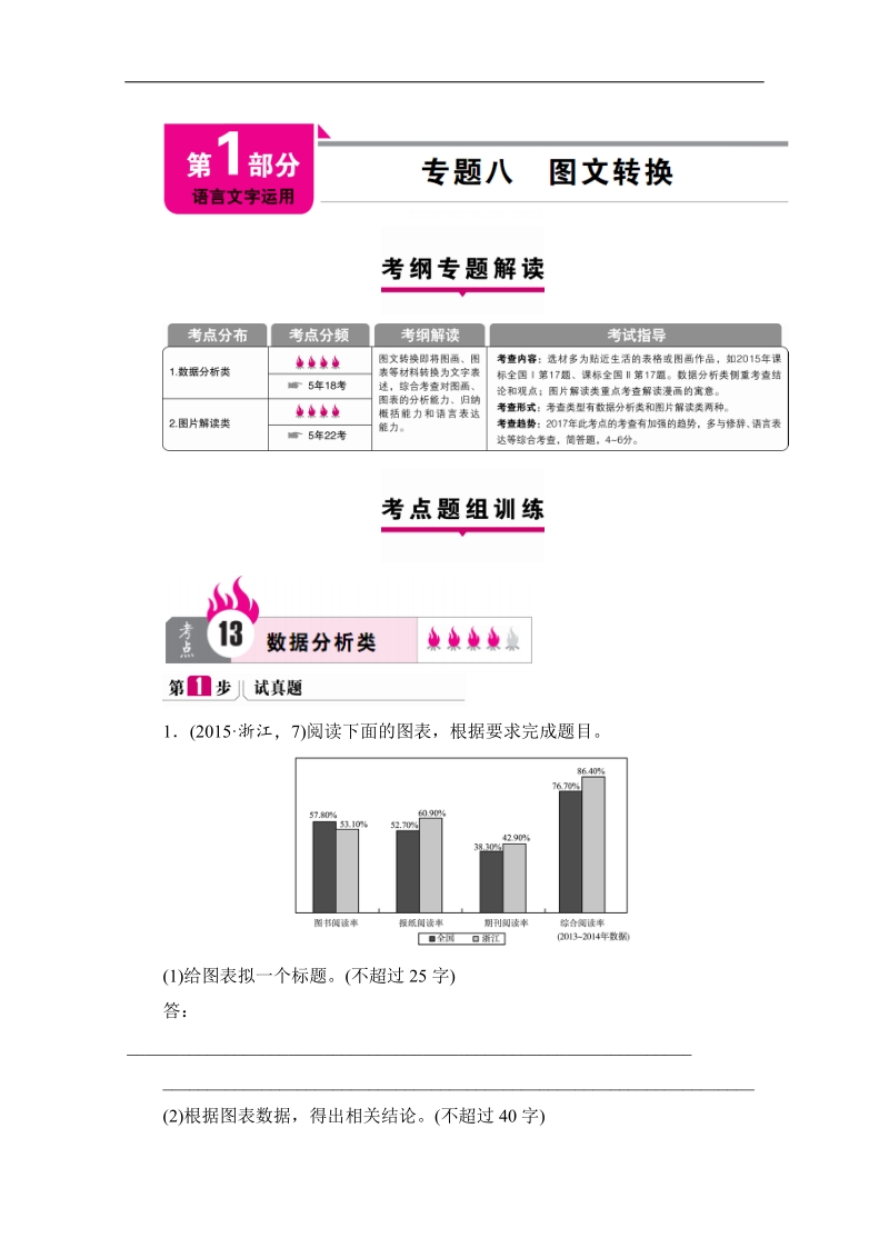 2017版【高考一本解决方案】高考语文（新课标版）考纲专题解读+考点题组训练 第1部分 语言文字运用 专题八 图文转换 word版含答案.doc_第1页