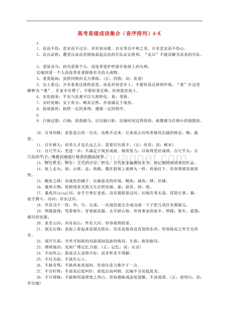 山东省2016届高考语文一轮复习 基础梳理《易错成语》.doc_第1页