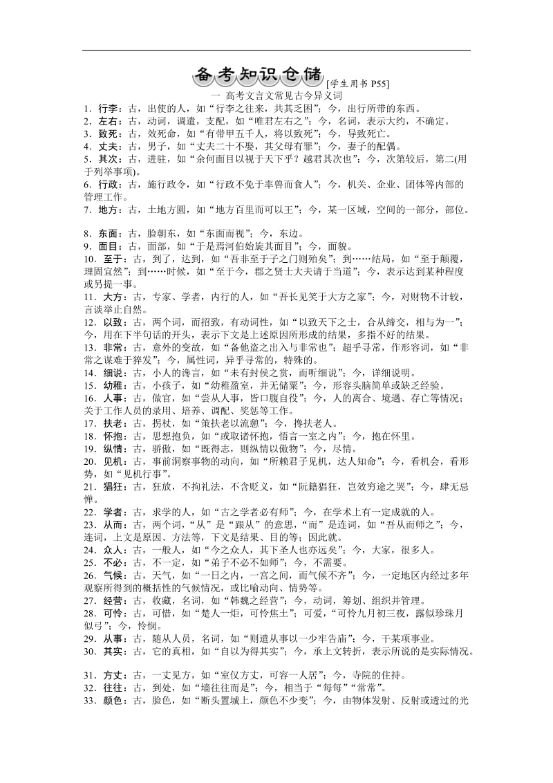 2017优化方案高考总复习语文（人教版）练习：第二部分　古代诗文阅读专题一隐性考点1备考知识仓储.doc_第1页