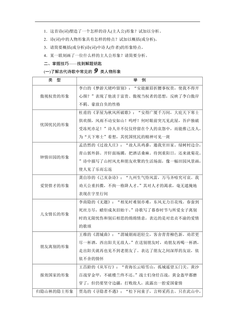 2018年高考语文一轮复习文档：第4部分专题2古代诗歌鉴赏考点1鉴赏诗歌的形象 .doc_第2页