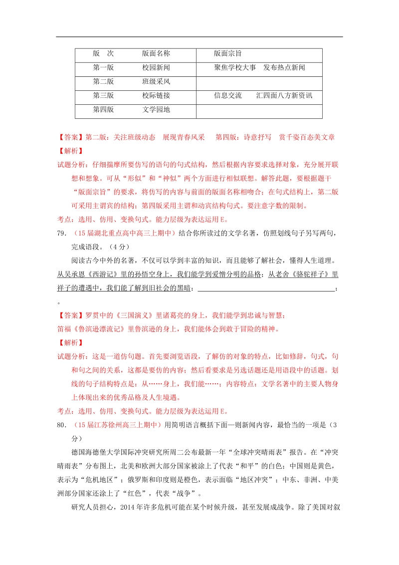 2016届高考语文冲刺之名校试题精选百题精练系列：第4期 专题5 压缩、扩展，句式（含解析）.doc_第2页