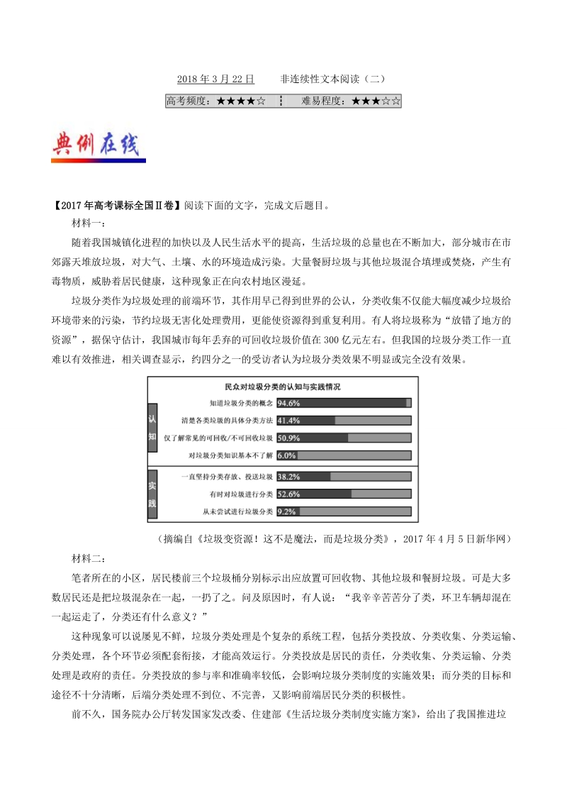 2018届高考语文人教版二轮复习天天练（3.22） 非连续性文本阅读（二） word版含解析.doc_第1页