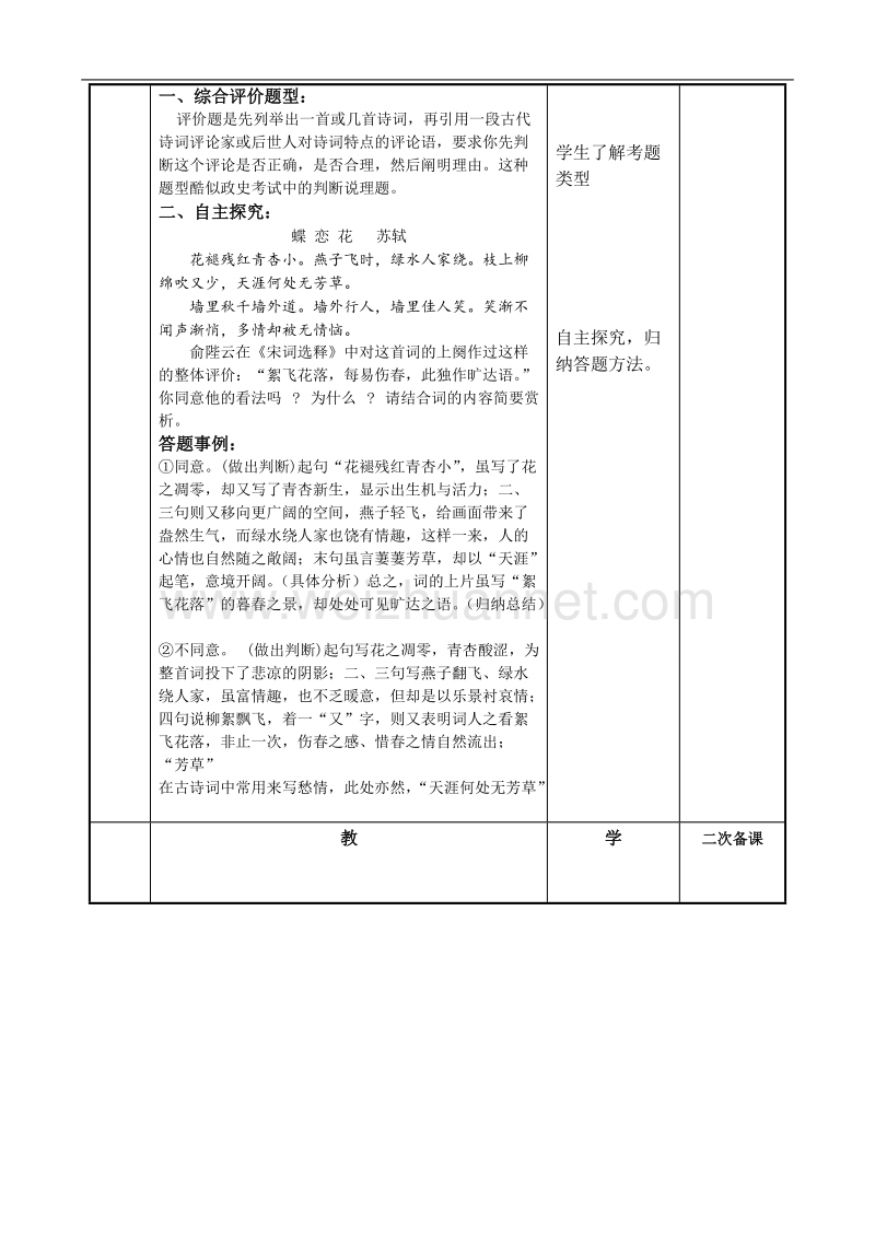 江苏省徐州市贾汪区2016届高考一轮复习《诗词鉴赏综合评价题（1）》教案.doc_第2页